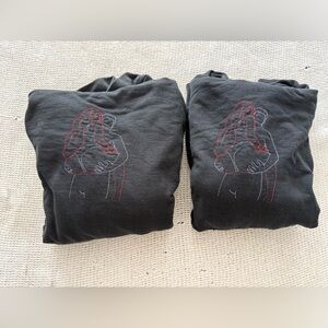 Custom Embroidered Matching Couples Hoodies Set Black